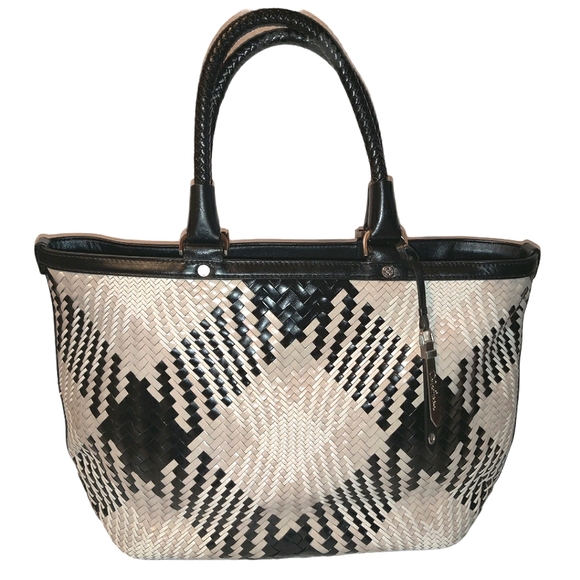 Cole Haan Handbags - Cole Haan Genevieve Diamond Plaid Leather Tote Bag
